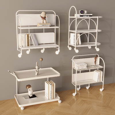 Cream Style Trolley Storage Rack