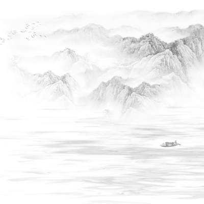 Black and white gray Chinese landscape