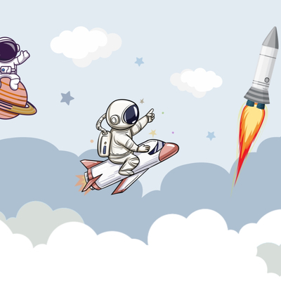 Children's cartoon space astronaut background