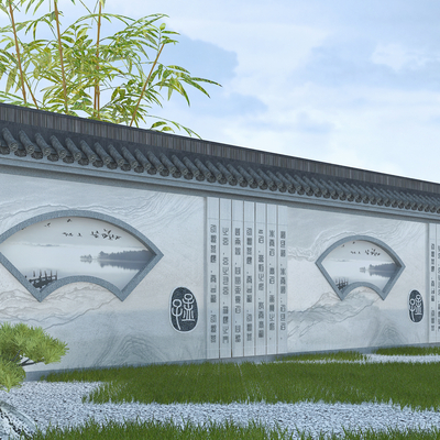 Neo-Chinese Style sketch cultural landscape wall