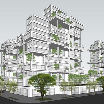 Bird's-eye view of ecological residential quarters