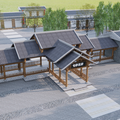 New Chinese-style entrance gate promenade