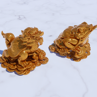 Landscape sculpture sketch money god beast gold basaltic gold toad