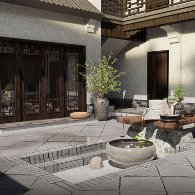 New Chinese Homestay Landscape Atrium