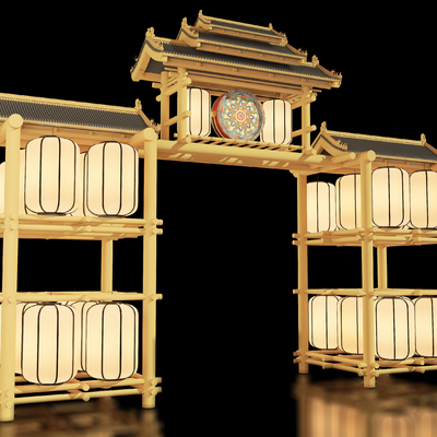 Neo-Chinese Style archaic entrance archway gatehouse