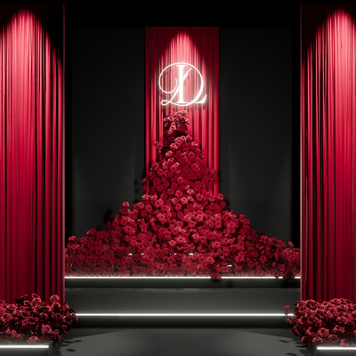 Rose Red Cloth Mantle Show Wedding Show