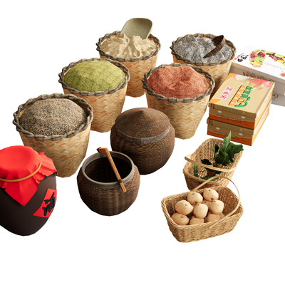 food grain wine steel rice vegetables bamboo basket