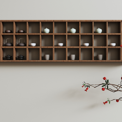 Wabi-sabi Style Tea Cabinet Wall-mounted Alpine Rack