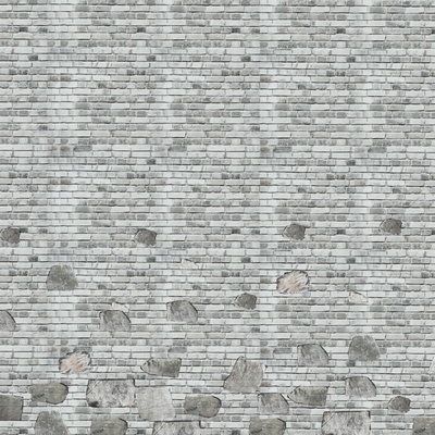 Stone-inlaid bluestone brick wall