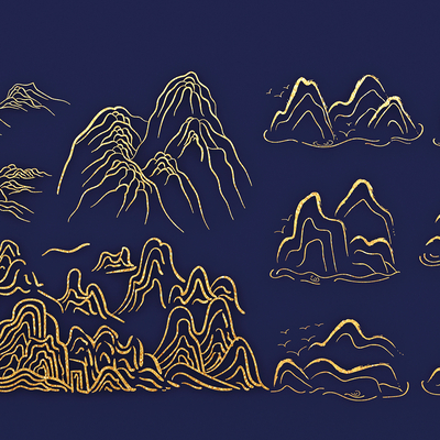 New Chinese Mountains Peak Linear Landscape