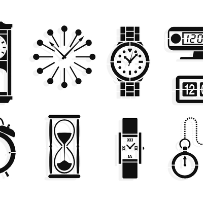 Clock silhouette wall sticker Icon