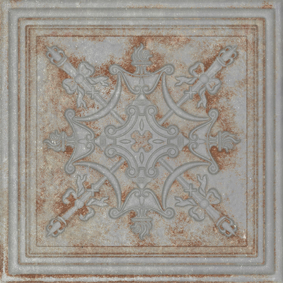 Gray Metallic Embossed Tile Patchwork Floor Tile