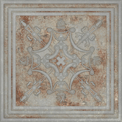 Gray Metallic Embossed Tile Patchwork Floor Tile