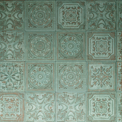 Green Metal Embossed Tile Patchwork Floor Tile