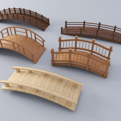 Chinese-style small wooden bridge wooden arch bridge small arch bridge landscape bridge railing bridge footbridge