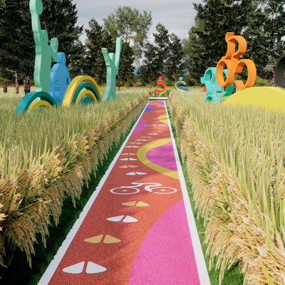 Modern color concrete pavement color landscape greenway fire climbing surface