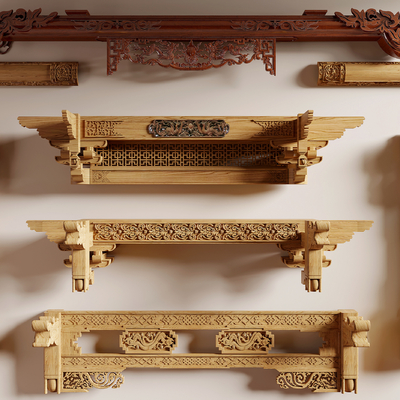 Chinese-style carved beam wooden beam structure bucket arch mortise and tenon structure