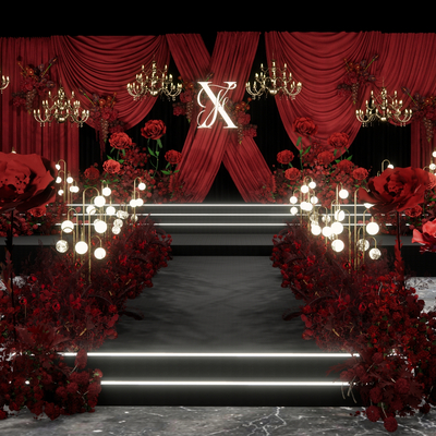 Red Cloth Mantle Retro Wedding Beauty Chen