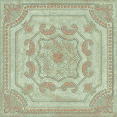 Green Metal Embossed Tile Patchwork Floor Tile