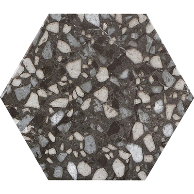 Black terrazzo hexagonal brick