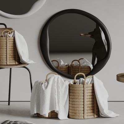 Modern basket bamboo basket bamboo basket mirror