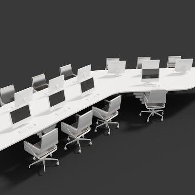 Multi-person office desks and chairs