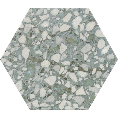 Green terrazzo hexagonal brick