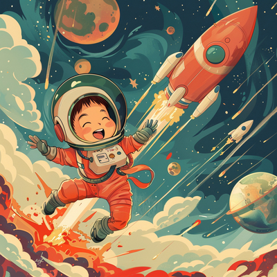 Children's Room Hanging Painting Fairy Tale Children Wallpaper Astronaut Painting