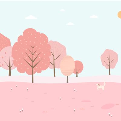 Cute Cartoon Pink Wallpaper Mural