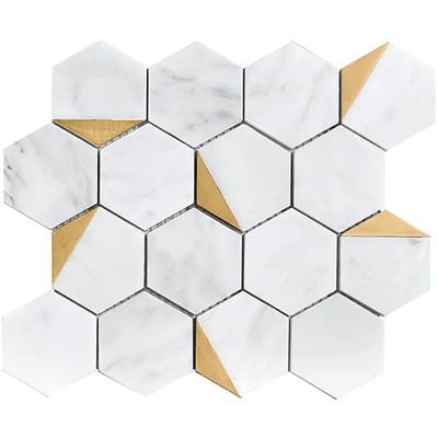 White marble stone hexagonal mosaic