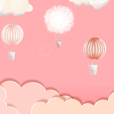 Pink cartoon cute hot air balloon