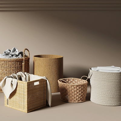 Modern rattan dirty clothes basket