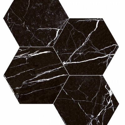 Black marble stone hexagonal brick tile