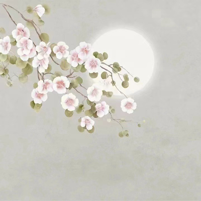 New Chinese Style Plum Blossom Painted Wallpaper Megonomics