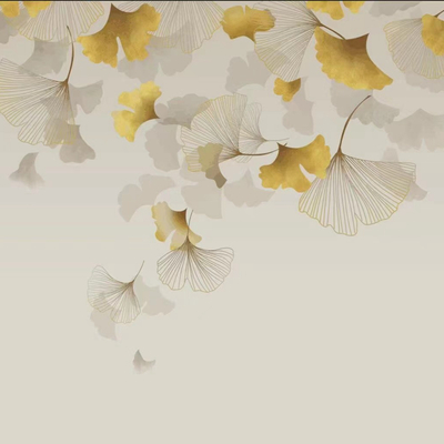 New Chinese Style Ginkgo Leaf Painted Wallpaper Painting