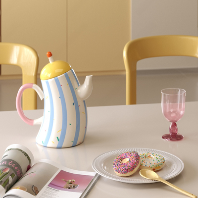 Dessert Kettle Magazine Plate Cup Spoon