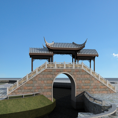 Chinese style wind and rain bridge arch bridge