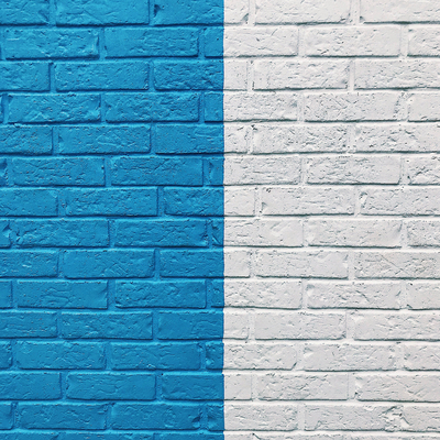 White and blue brick wall splicing brick wall