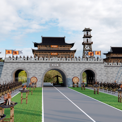 Chinese ancient city tower pass war siege