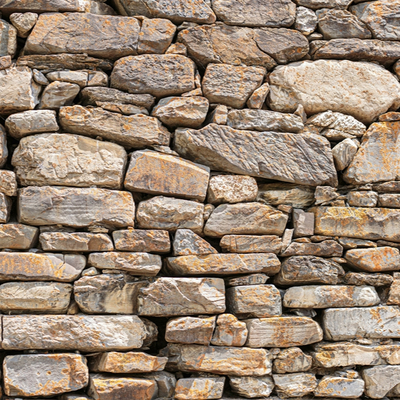 Village earth wall rubble retaining wall stone wall