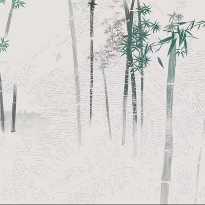 New Chinese Style Bamboo Forest Painting Wallpaper