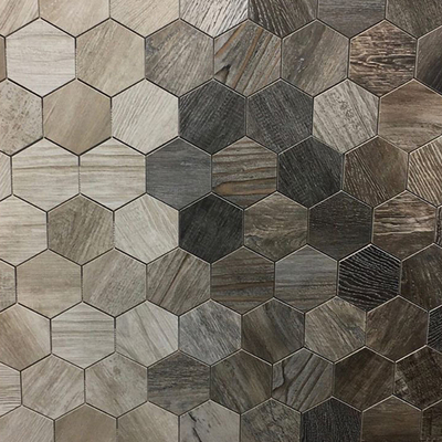 gray hexagonal wood grain brick