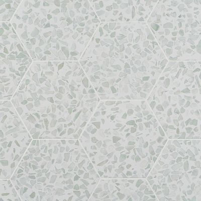 Green terrazzo hexagonal brick