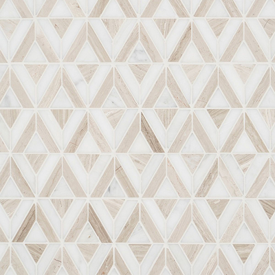 White stone mosaic floor tile