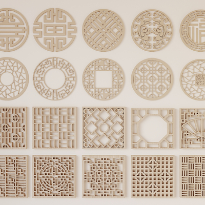 Chinese carved window grilles