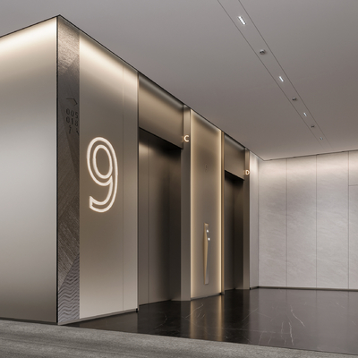 Modern elevator lobby