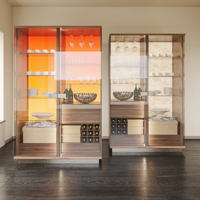 Poliform glass decorative cabinet