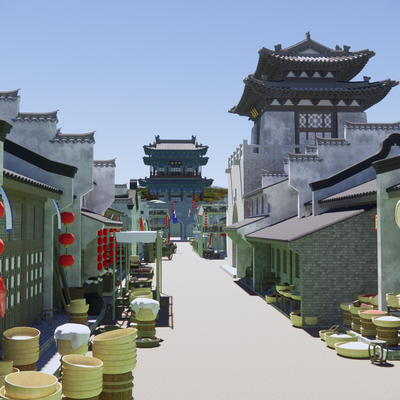 Aerial View of Ancient Chinese-style Ancient City of Ancient Architecture Group