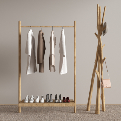 Wabi-sabi Style Wooden Coat Rack