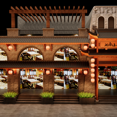 New Chinese Hot Pot Restaurant Head Facade